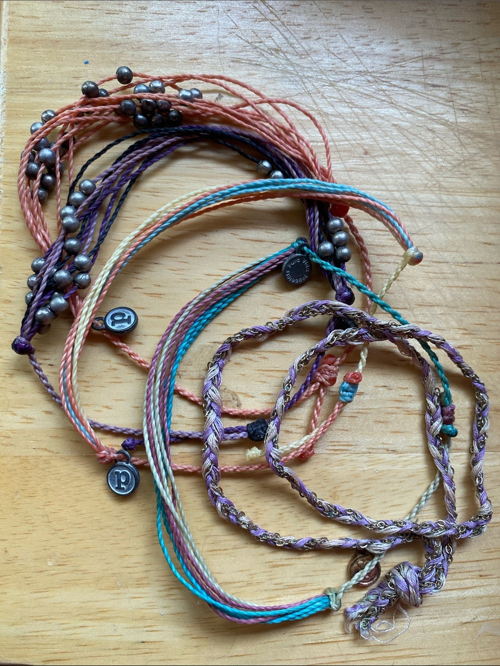 Pura vida adjustable bracelets 5 bundle lot genuine beads